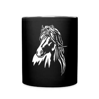 Pferd Kopf "Black Edition" - Tasse einfarbig - Schwarz - Vorne