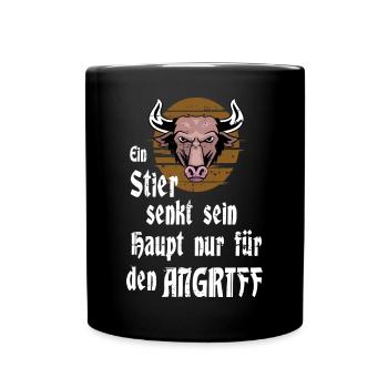 Ein Stier - Tasse einfarbig - Schwarz - Vorne