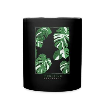 Monstera Variegata Plant Artwork - Tasse einfarbig - Schwarz - Vorne