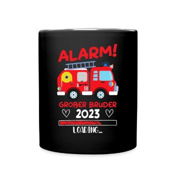 Großer Bruder 2023 Feuerwehr Alarm - Tasse einfarbig - Schwarz - Vorne