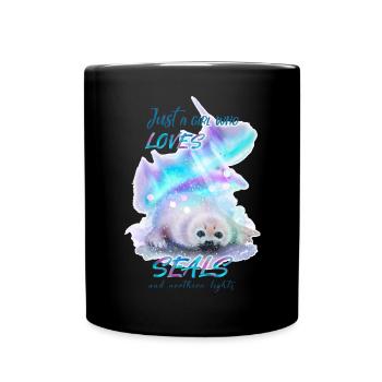Just a girl who loves seals Seerobbe Robbe Seehund - Tasse einfarbig - Schwarz - Vorne