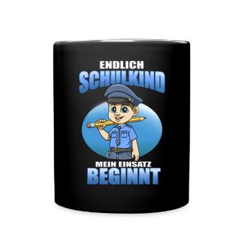 Einschulung Polizei Shirt - Einschulung Vorschule - Tasse einfarbig - Schwarz - Vorne