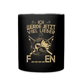Ich würde jetzt viel lieber Fischen - Tasse einfarbig - Schwarz - Vorne