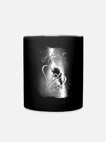 Zwei Herzen - Tasse einfarbig - Schwarz
