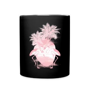 Palm Flamants Roses d’été - Mug uni - noir - Devant