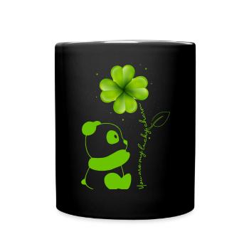 You Are My Lucky Charm Panda Shamrock - Full Colour Mug - black - Front