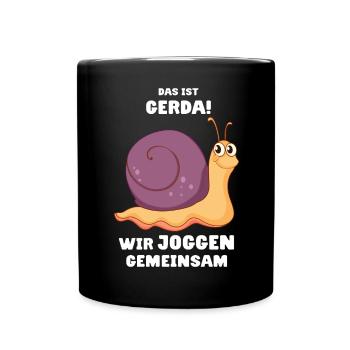 Das ist Gerda Wir joggen gemeinsam, Laufen, Rennen - Tasse einfarbig - Schwarz - Vorne