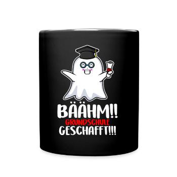 Grundschule geschafft, Schulkind, Geschenkidee - Tasse einfarbig - Schwarz - Vorne