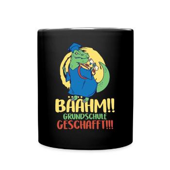 Grundschule geschafft, Schulkind, Geschenkidee - Tasse einfarbig - Schwarz - Vorne