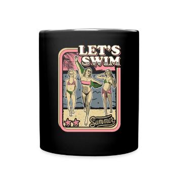LETS SWIM - BIKINI GIRL - RETRO SUMMER HOLIDAY - Full Colour Mug - black - Front