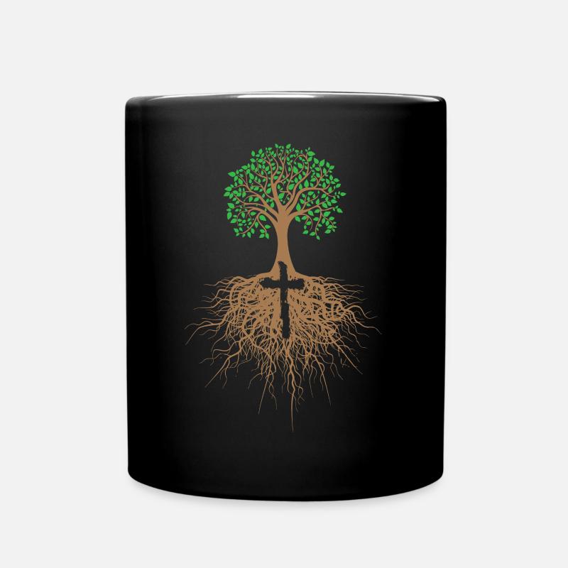 Baum mit Kreuz christliche Religion Jesus Christus - Tasse einfarbig - Schwarz