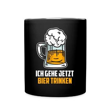 Bier trinken Saufen Party Urlaub Feiern Alkohol - Tasse einfarbig - Schwarz - Vorne