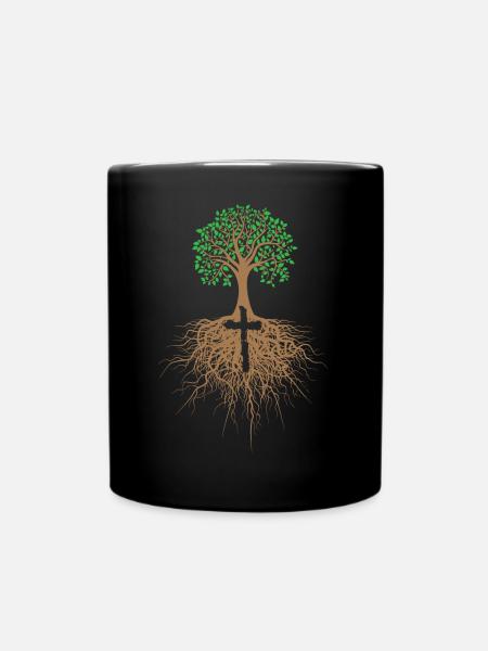 Baum mit Kreuz christliche Religion Jesus Christus - Tasse einfarbig - Schwarz