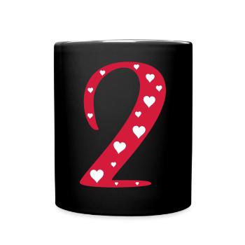 2 Birthday with heart - Full Colour Mug - black - Front