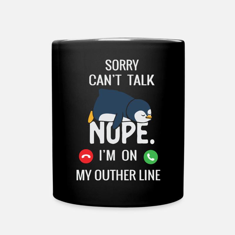 Cute Penguin Sleepy Callout Design - Full Colour Mug - black
