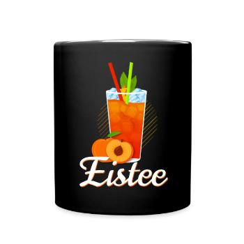 Eistee Pfirsich Design Tee - Tasse einfarbig - Schwarz - Vorne