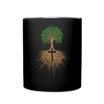 Baum mit Kreuz Religion Jesus Christus - Tasse einfarbig - Schwarz - Vorne