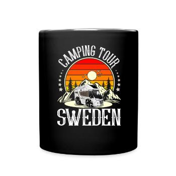 Camping Tour Schweden Campen Camper - Tasse einfarbig - Schwarz - Vorne