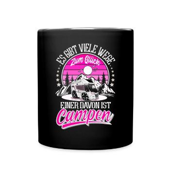Camping Camper Campen - Tasse einfarbig - Schwarz - Vorne