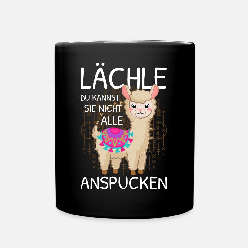 Lächle du kannst sie nicht alle Alpaka Sprüche - Tasse einfarbig - Schwarz