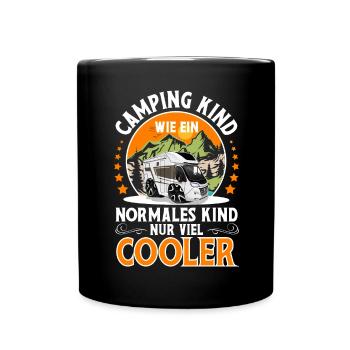 Camping Camper Campen Kinder Kind - Tasse einfarbig - Schwarz - Vorne