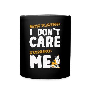 Je m’en fiche avec un chat drôle - Mug uni - noir - Devant