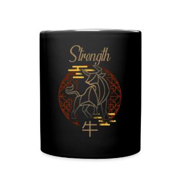 Chinese Zodiac Animals Astrology Geometric Ox Atti - Full Colour Mug - black - Front