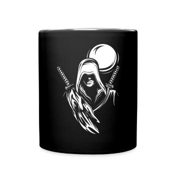 Warrior Symbol Illustration Moon Sword Logo icon - Full Colour Mug - black - Front