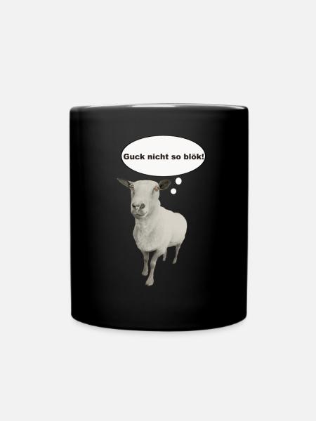Guck nicht so blök Schaf Cartoon - Tasse einfarbig - Schwarz