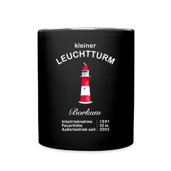 Insel Borkum, Wahrzeichen Kleiner Leuchtturm - Tasse einfarbig - Schwarz - Vorne