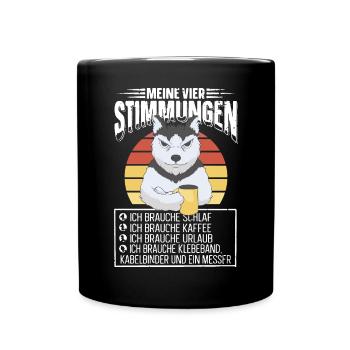Lustige Katze Stimmung Kaffee Büro Geschenk Fun - Tasse einfarbig - Schwarz - Vorne