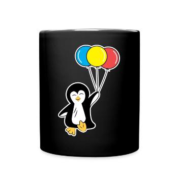 Luftballon Pinguin Vogel Tier Seevogel Zoo - Tasse einfarbig - Schwarz - Vorne