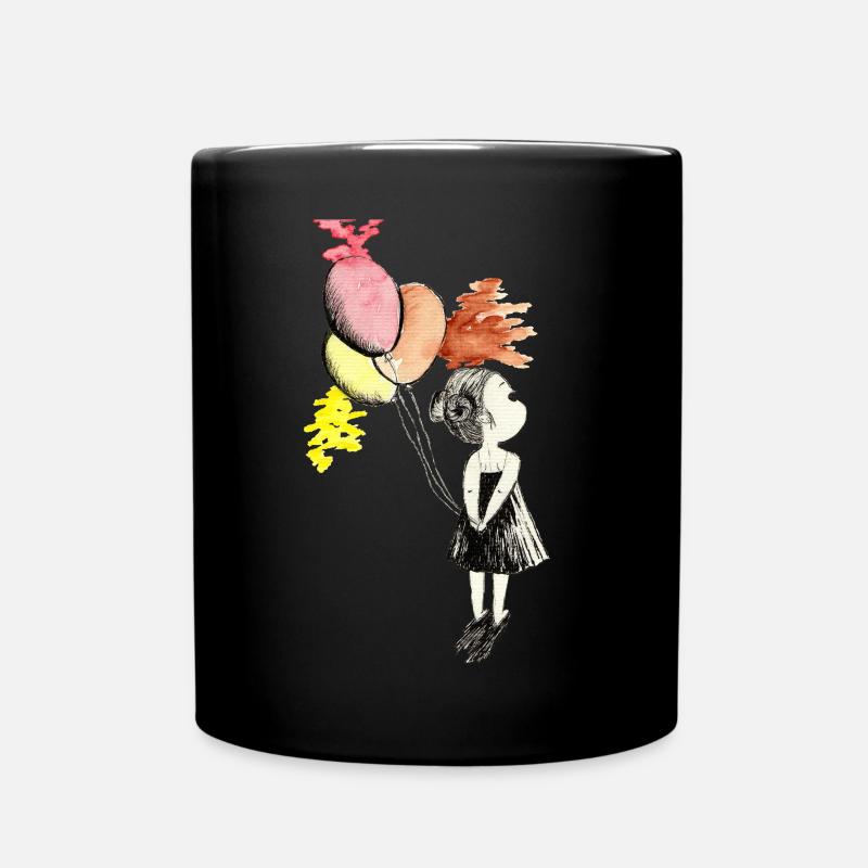 Ballonmädchen Aquarellfarben - Tasse einfarbig - Schwarz
