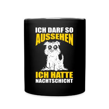 Nachtschicht, Schichtdienst, Nachtdienst, Funshirt - Tasse einfarbig - Schwarz - Vorne