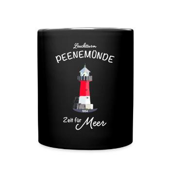 Leuchtturm Peenemünde, Deutsche Ostsee - Tasse einfarbig - Schwarz - Vorne