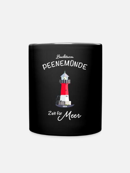 Leuchtturm Peenemünde, Deutsche Ostsee - Tasse einfarbig - Schwarz