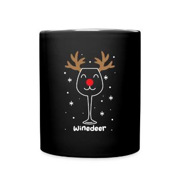 Winedeer Reindeer Funny Wine Saying Christmas - Full Colour Mug - black - Front