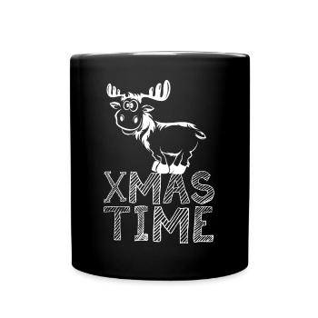 Noël Moose Christmas Animal Illustration Graphique - Mug uni - noir - Devant