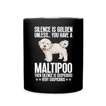 Maltipoo Hund - Tasse einfarbig - Schwarz - Vorne