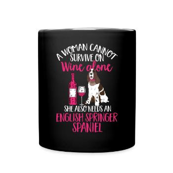 English Springer Spaniel Dog - Full Colour Mug - black - Front