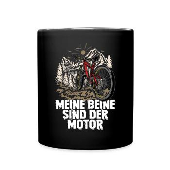 Meine Beine Sind der Motor Mountainbike - Tasse einfarbig - Schwarz - Vorne