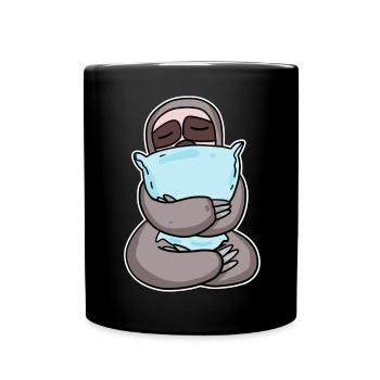 Paresseux avec oreiller - Mug uni - noir - Devant