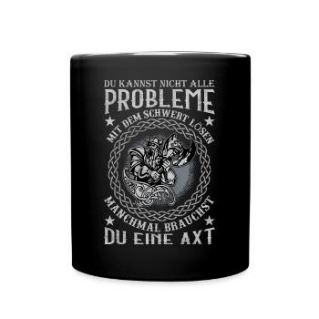 Schwert Axt Wikinger Geschenk - Tasse einfarbig - Schwarz - Vorne