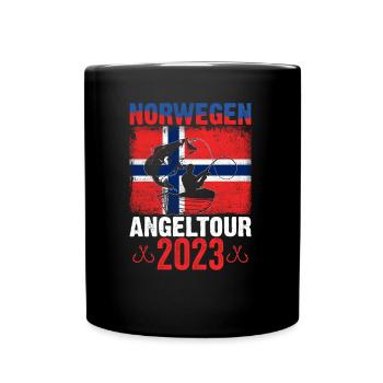 Norwegen Angeltour 2023 Angelurlaub - Tasse einfarbig - Schwarz - Vorne