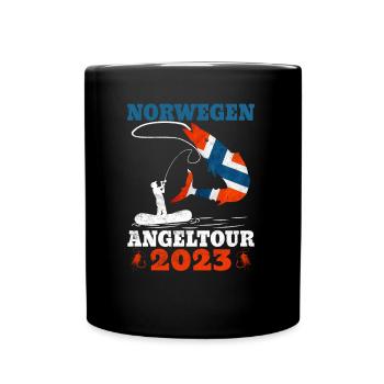 Norwegen Angeltour 2023 Heilbutt - Tasse einfarbig - Schwarz - Vorne