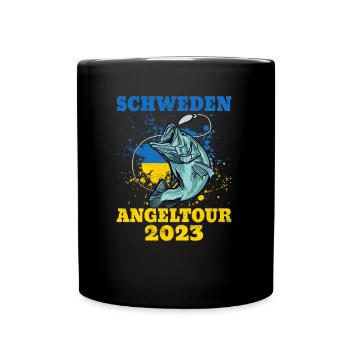 Schweden Angeltour 2023 Fisch - Tasse einfarbig - Schwarz - Vorne