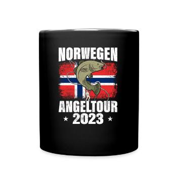Norwegen Angeltour 2023 Fisch - Tasse einfarbig - Schwarz - Vorne