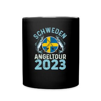 Schweden Angeltour 2023 Angelurlaub - Tasse einfarbig - Schwarz - Vorne