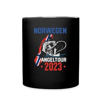 Norwegen Angeltour 2023 Hochseeangeln - Tasse einfarbig - Schwarz - Vorne
