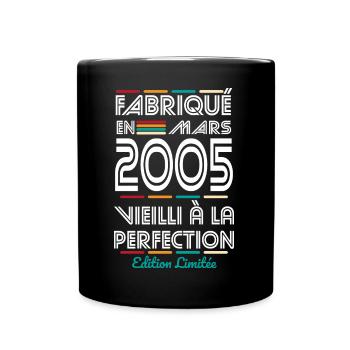 Anniversaire 20 ans - Fabriqué en Mars 2005 - Mug uni - noir - Devant
